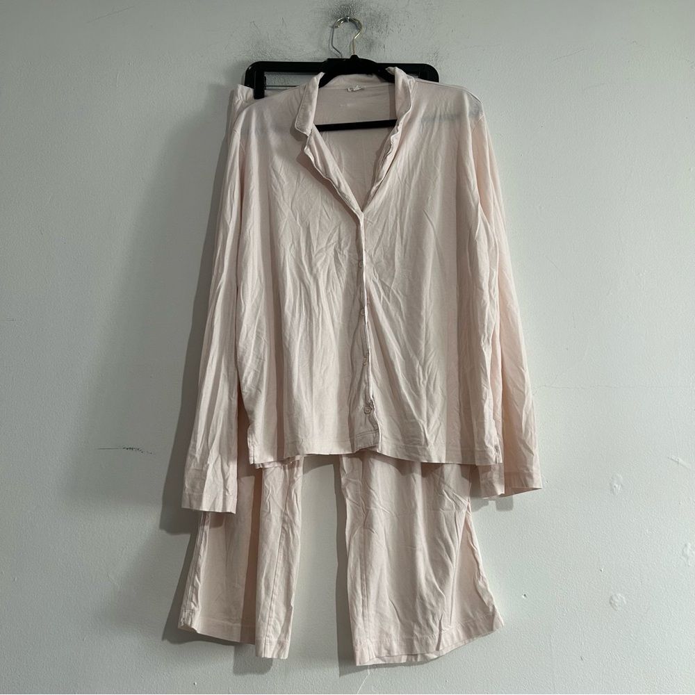 Skin Organic Pima Cotton Long Pajama Set Pink Size 4 XL